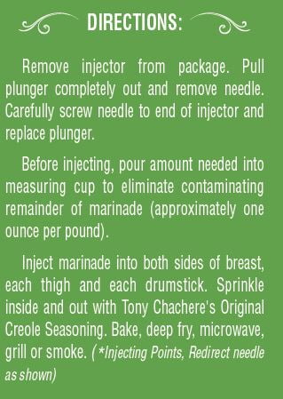 Tony Chachere's Marinade, Butter, Cajun, Injectables, 17 fl oz
