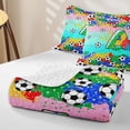 thumbnail image 4 of Homewish Letter A Teal Gradient Soccer Ball Print Twin Quilt Set,Sports Monogram Twin Coverlet Set For Kids Boys And Girls,2 Pieces, 4 of 7