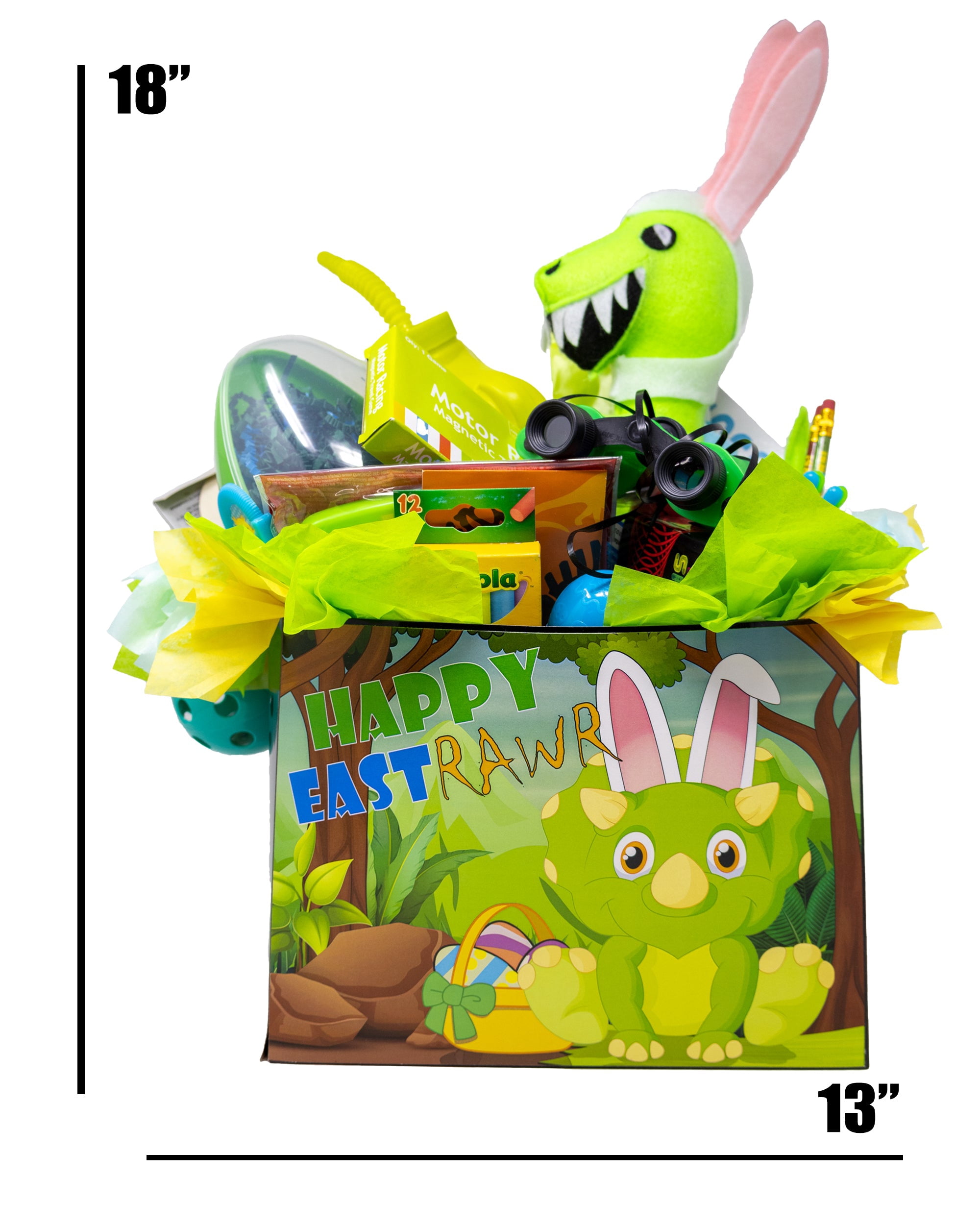 Dinosaur Themed Easter Gift with Handmade Easter-Saurus Rex, Toys and More!