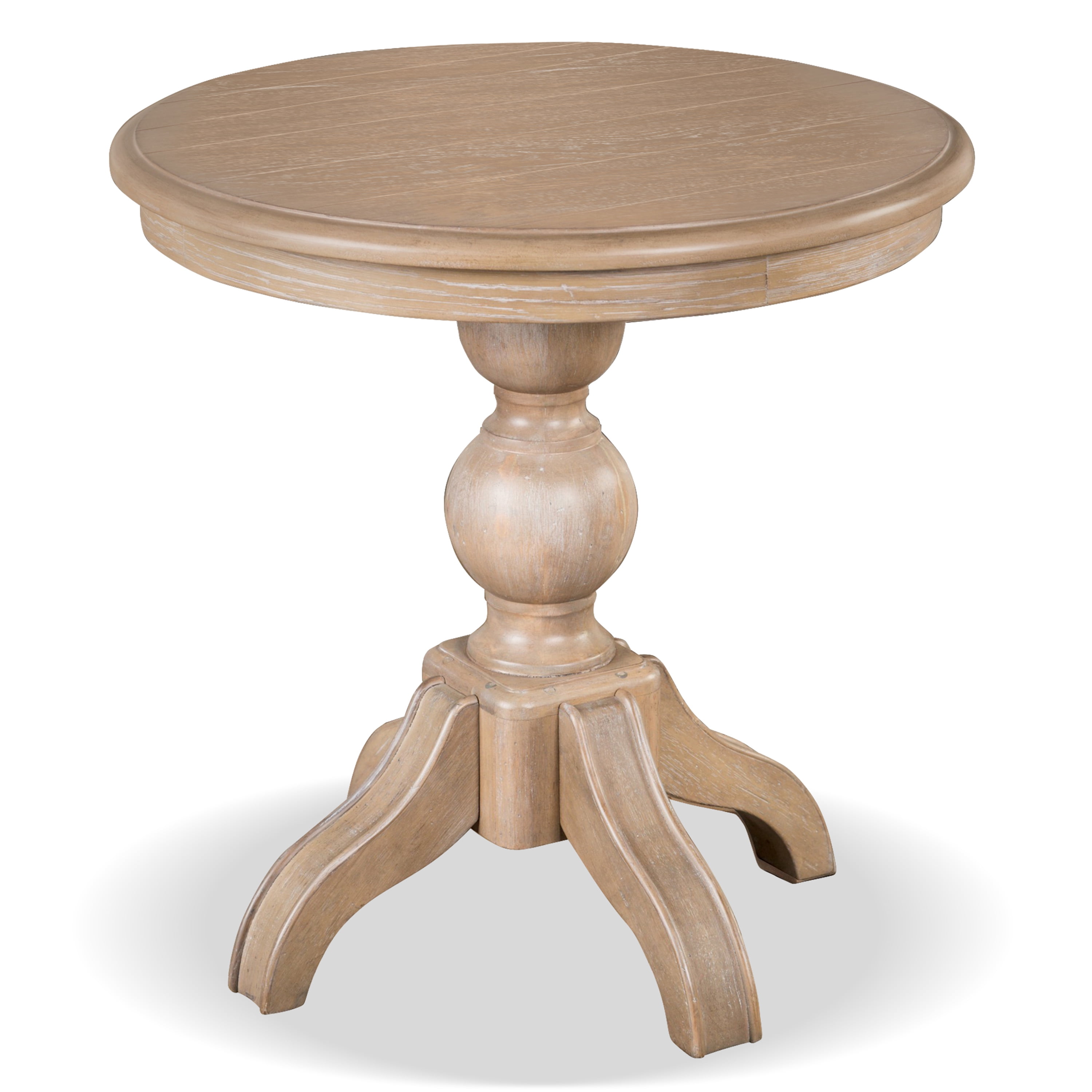 Furniture of America Lociste Farmhouse Solid Wood Round End Table, Light Washed White