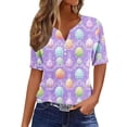 thumbnail image 1 of Blusas de Verano de las Mujeres Casual Gradiente Manga Corta V-Cuello Superior, Ligera Imitación de Tela de Estante para la Primavera Y el Verano Diario Y de Fiesta, 1 of 5