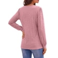 thumbnail image 5 of Fantaslook Tops for Women V Neck Long Sleeve Blouses Eyelet Casual Fall Shirts Trendy, 5 of 9