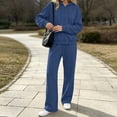 thumbnail image 4 of vdgthytj Sweatsuits Women 2 Piece Outfit Full Zip Long Sleeve Hooded Jackets Drawstring Straight Leg Pants Fall Casual Athletic Sets(3X-Large,Navy), 4 of 7