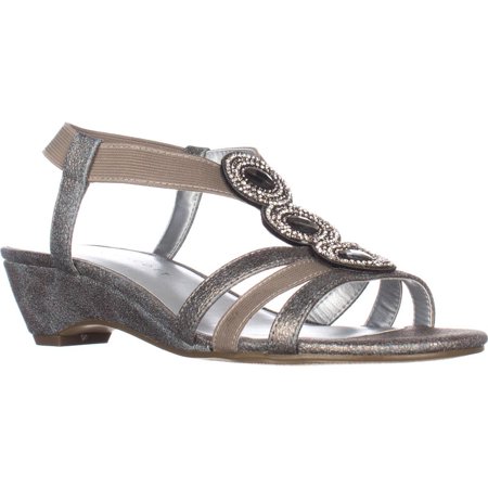 Womens KS35 Casha Low-Wedge Dress Sandals, Pewter - Walmart.com