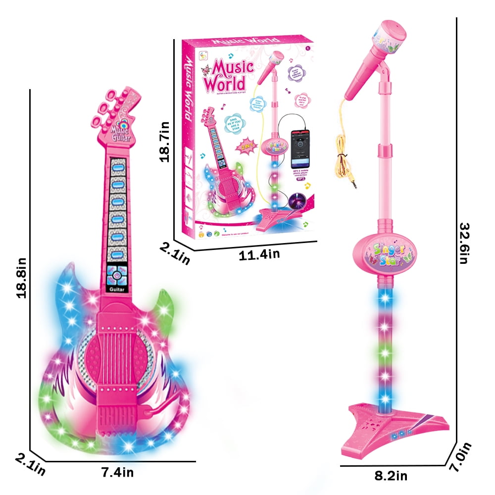 Style-Carry Musical Instrument Toy for Toddlers, Guitar Toys for Kids 4-8 Years, Pretend Play Microphone Toys, Gifts Toys for Girls 3-6 Years
