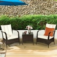 thumbnail image 4 of Costway 3 PCS Patio Wicker Rattan Furniture Set Coffee Table & 2 Rattan Chair W/Cushions-White, 4 of 12