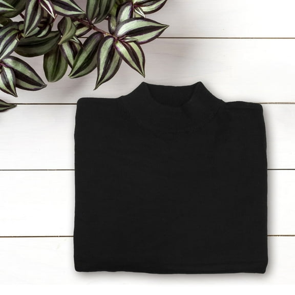 KAKOWELY Women Long Sleeve Shirts 1 Pc Wool Blend Half Turtleneck Black