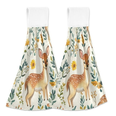 

2 Bathroom Towels Kitchen Towels 18.2x14In Velcro Hand Wipes Dish Cloths & Dish Towels Washroom Towels Face Towel Hand Wipes Cartoon Yellow Deer