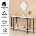 thumbnail image 6 of GZXS 42.1 Inch Oval Console Table with Storage Shelf, 2-Tier Sofa Table with Faux Marble Top, Behind Couch Table with Metal Frame, Sofa Table for Hallway, Foyer, Living Room, Black, 6 of 6