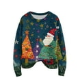 thumbnail image 2 of Wutalume Women's Christmas Print Knitted Sweater, Cute Fun Holiday Design, Long Sleeve Pullover for Seasonal Celebrations,Navy S, 2 of 6