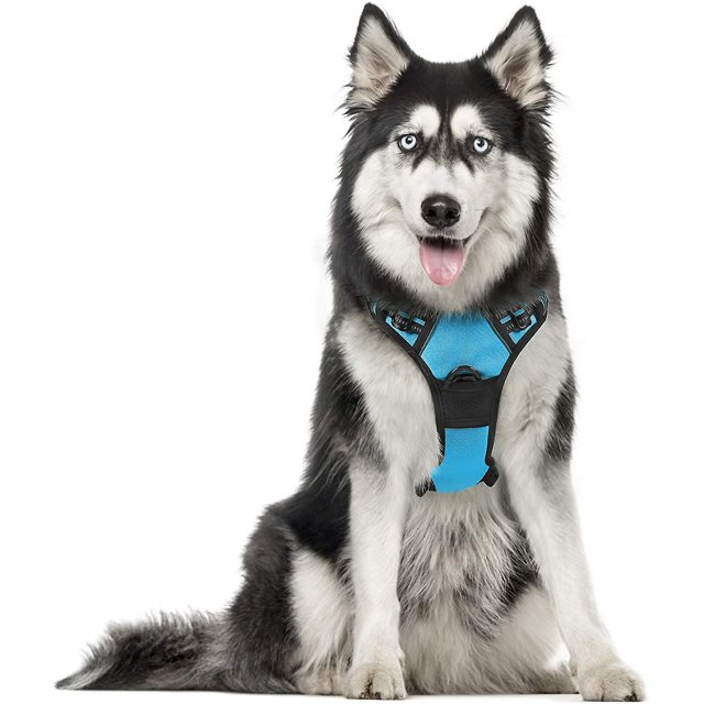 Arnés para perros Arnés para perros, arnés antitirones para mascotas con 2 clips para correa, chaleco acolchado suave ajustable para perros, chaleco reflectante Oxford para mascotas al aire libre