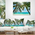 thumbnail image 3 of Designart Palm Hanging over Sandy White Beach - Seashore Photo Throw Pillow - 16x16, 3 of 4