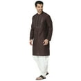 thumbnail image 3 of In-Sattva Men's Festive Rich Embellished Handcrafted Knee-Length Kurta Tunic; Forest Brown; XL, 3 of 6