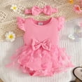 thumbnail image 2 of kpoplk Unisex Baby Girl Boy Clothes Short Sleeve Striped Sweatshirt Bubble Romper Bodysuit Cute Summer Outfit Size 12-18 Months,Pink, 2 of 7