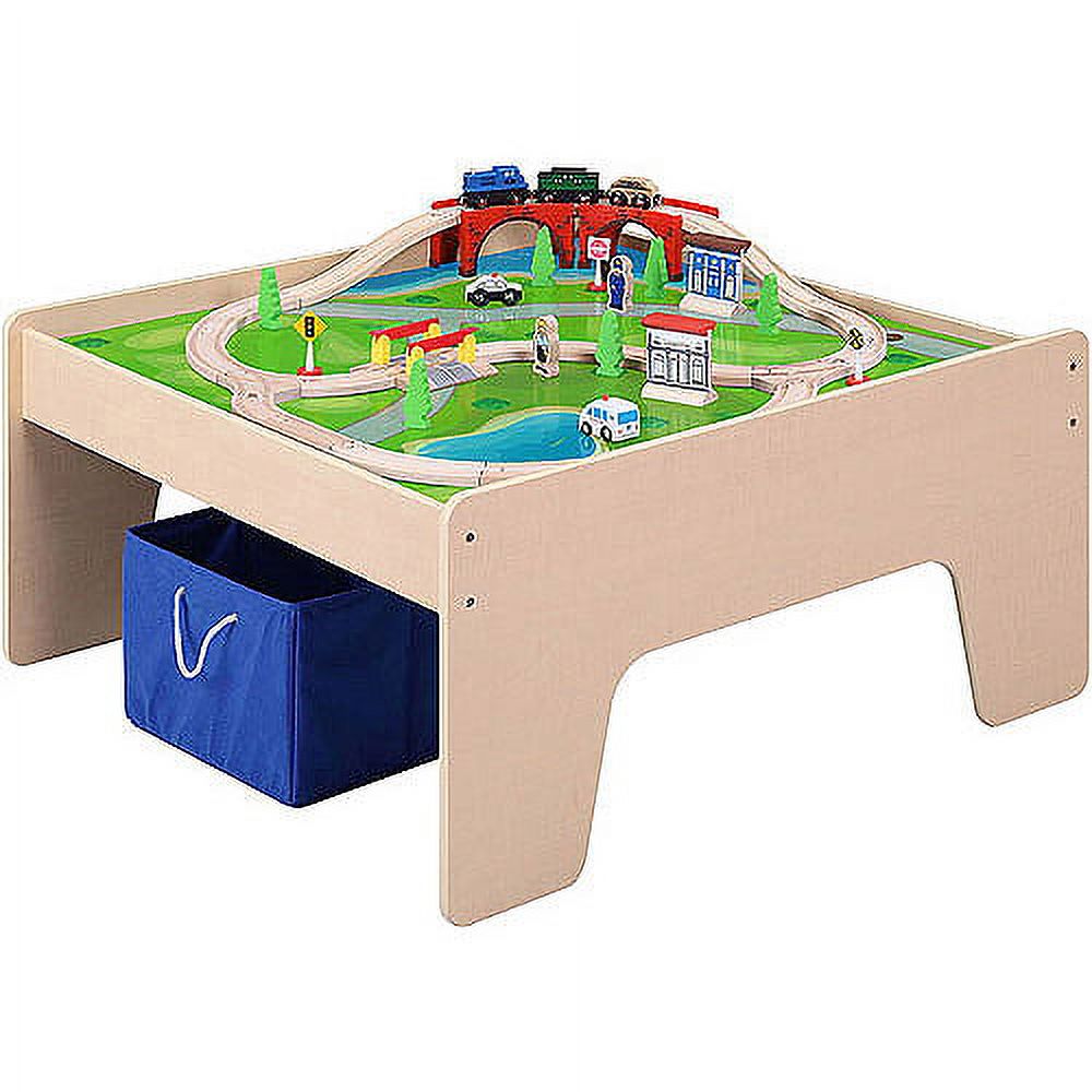 Wooden Activity Table with 45-Piece Train Set & Storage Bin Only At Walmart - image 2 of 5