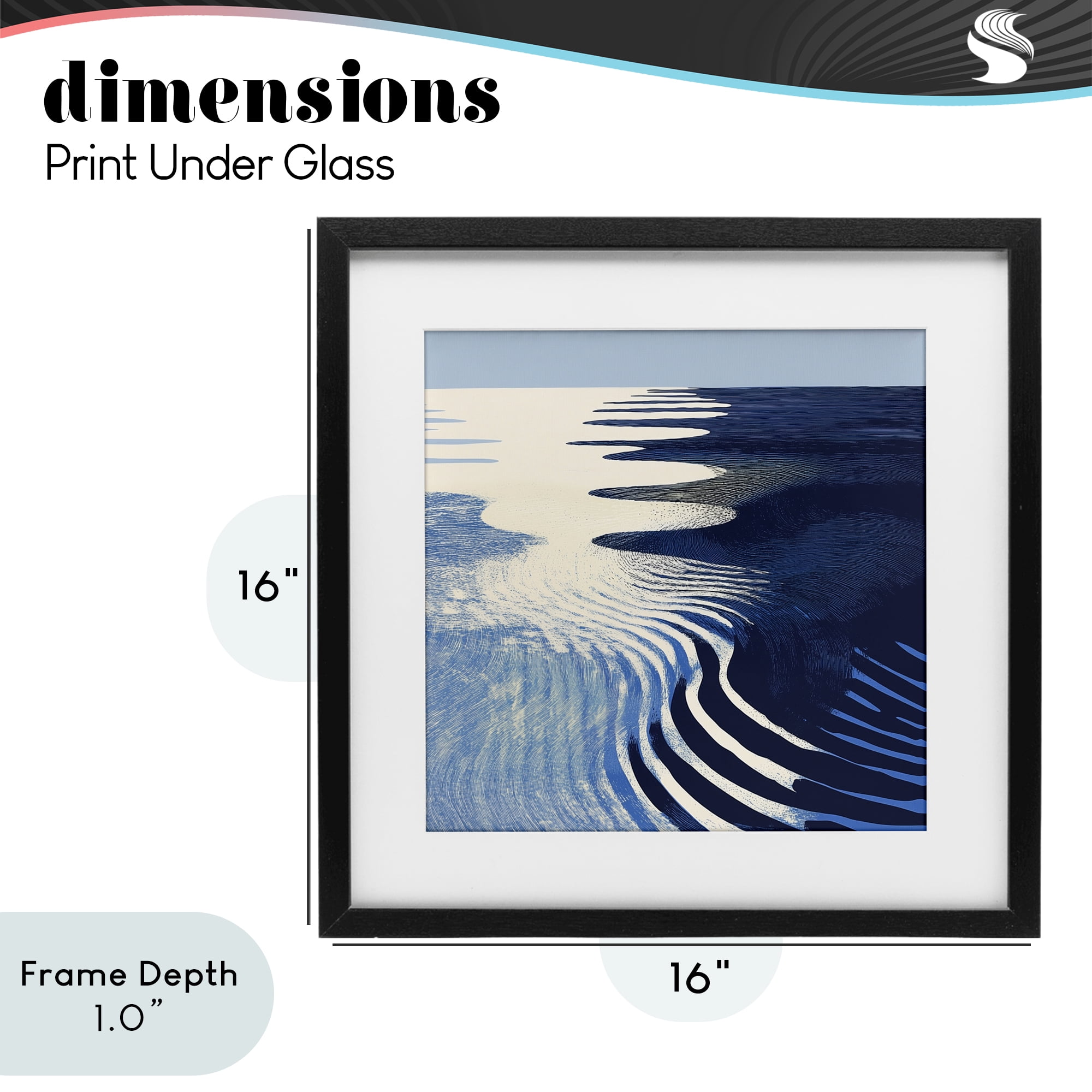 Stupell Industries Abstract Cobalt Ripples Black Framed Print Under Glass, design by Walker Noble