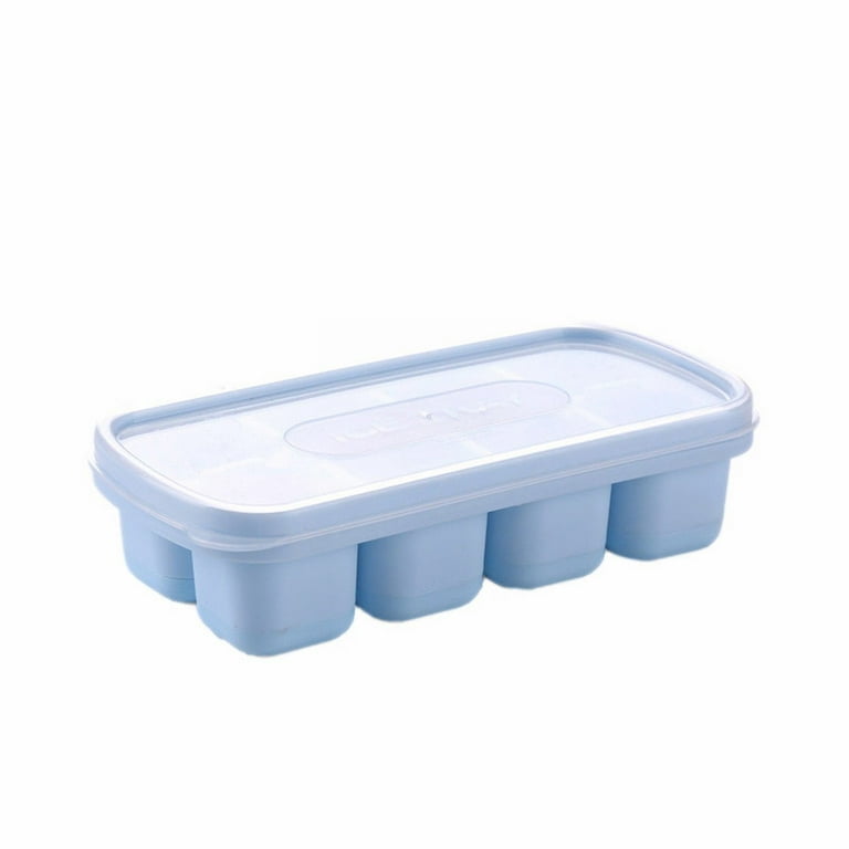1pc White Ice Cube Tray With Lid, Plastic Freezer Ice Box Ice Mold