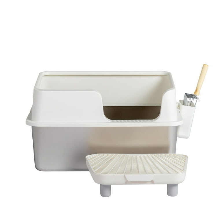 Large Open Top Cat Litter Box – High Sides, Low Entry, Easy To Clean, BPA-Free For Big Cats & Kittens