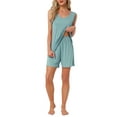 thumbnail image 2 of INSPIRE CHIC Womens Lounge Set Cotton Sleeveless Pajama Set Tank Top Shorts Soft Sleepwear PJ Set S Blue, 2 of 6
