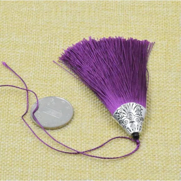 U8MO 8cm Key Chian Pendants Ice Silk Tassel Trim Craft Keyring Jewelry Making DIY-6# dark purple