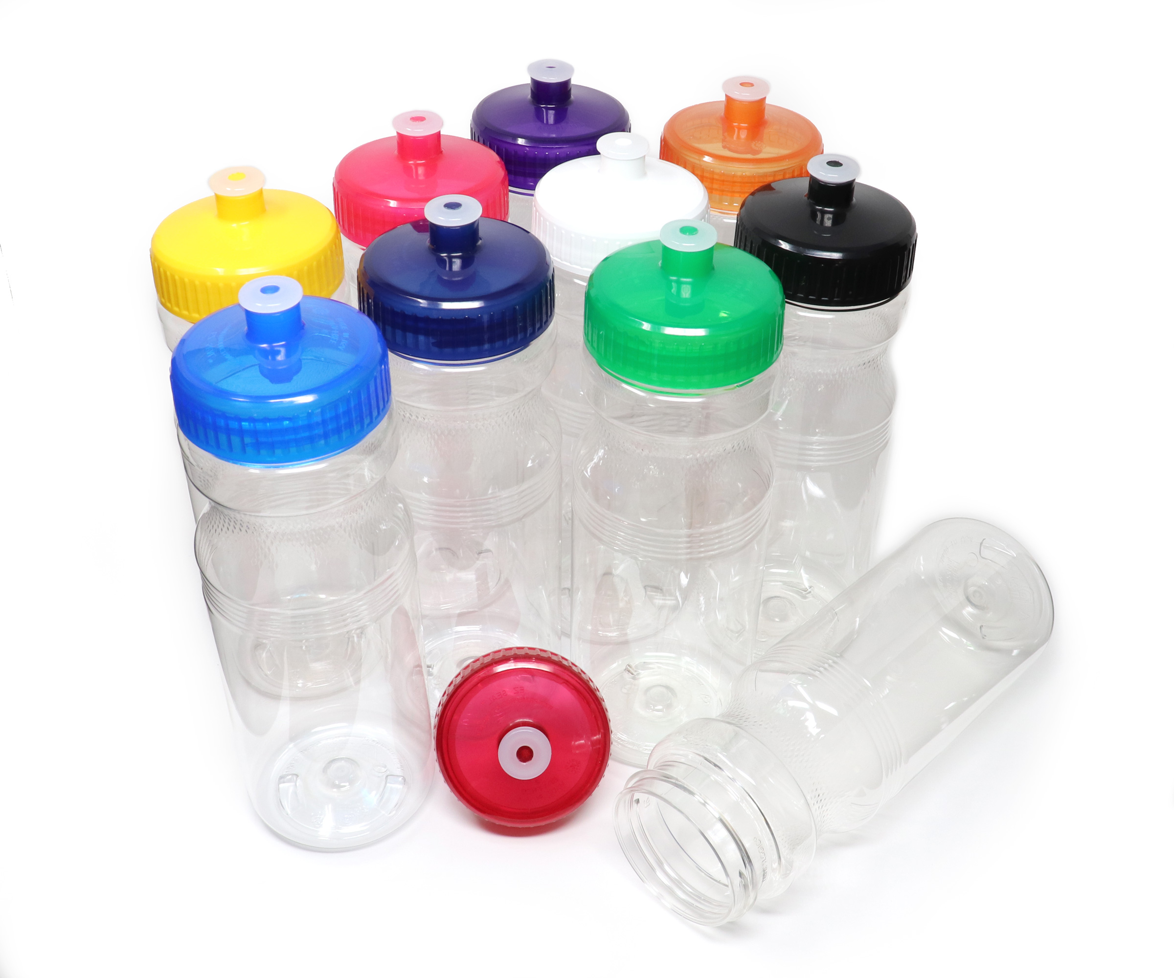 Rolling Sands 24 oz Multi-Color Water Bottles with Wide Mouth and Pull Top Lid (10 Pack)
