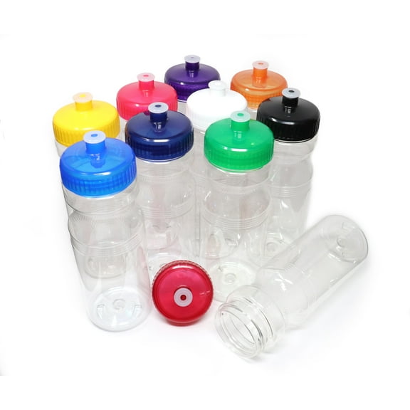 Rolling Sands 24 oz Multi-Color Water Bottles with Wide Mouth and Pull Top Lid (10 Pack)