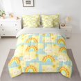 thumbnail image 3 of Manfei Grid Rainbow Twin Bedding, Galaxy Cloud Bedding Comforter Set, Yellow Blue, Gray Reversible, 7pcs, 3 of 6
