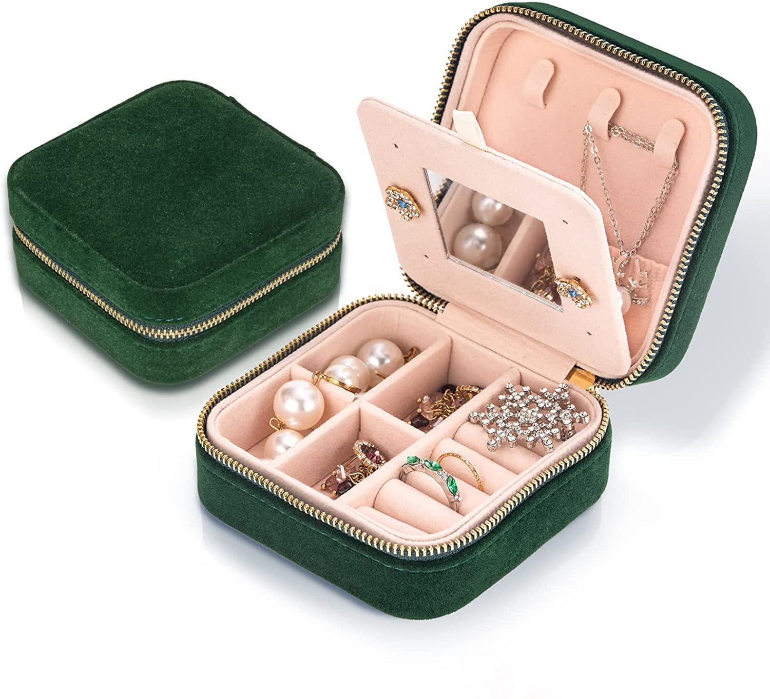 Plush Velvet Travel Jewelry Box Organizer Gift for Women Accessories