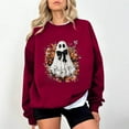 thumbnail image 2 of Chandail en Molleton Imprimé Fantôme pour Femmes Chandail Léger et Chaud Blouses Col Rond Manches Longues Ultra Doux Texturé Tenues de Printemps 2025 Chandail Automne Hiver Vêtements, 2 of 4