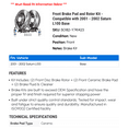 thumbnail image 2 of Front Brake Pad and Rotor Kit - Compatible with 2001 - 2002 Saturn L100 Base, 2 of 2