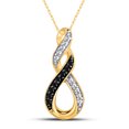 thumbnail image 1 of 10kt Yellow Gold Womens Round Black Color Enhanced Diamond Vertical Infinity Pendant 1/12 Cttw, 1 of 1