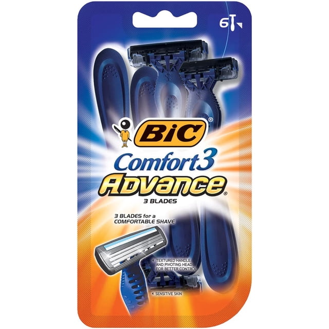 Maquinilla de afeitar desechable BIC Comfort 3 Advanced para hombre, paquete de 6