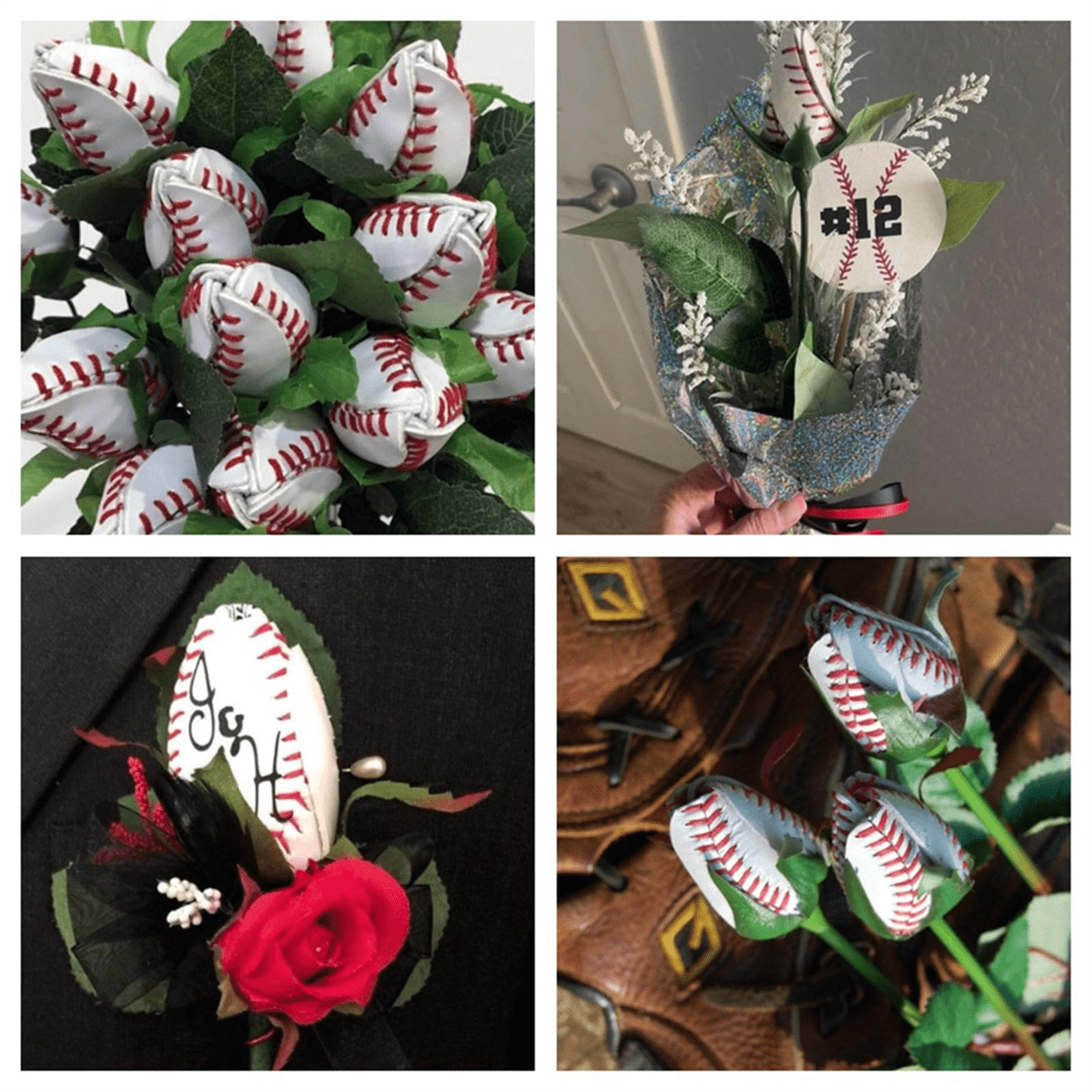 Softball Rose Sport Leather Rose Handmade Artificial Softball Flowers Gift for Softball Mom Fans Team Graduation,A