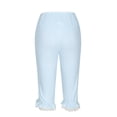 thumbnail image 5 of biudgviw Capri Leggings for Women Lace Trim Plaid Cropped Pants Ruffled Hem Casual Lightweight Tight Summer Trendy Clothes, 5 of 6