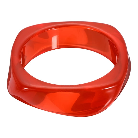 Uxcell Chunky Irregular Acrylic Resin Bangle Bracelet for Women, Cuff Wide Geometric Stackable Bangles Tortoiseshell Acetate Wristband Bracelet Statement Jewelry, Transparent Red