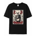 thumbnail image 7 of Black Cat Skull Men's T Shirts Rose Vintage T-Shirt for Men Crew Neck Tees Cotton Tops, Black, S, 7 of 7