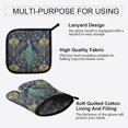 thumbnail image 3 of Yayeee Oven Mitts and Pot Holder Set of 2 Heat Resistant Kitchen Gloves Baking Hot Pad, Navy Blue Peacock Pattern, 3 of 5