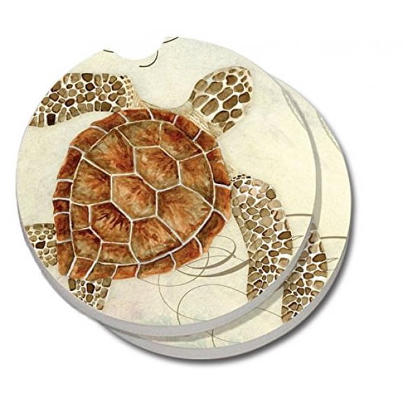 CounterArt Absorbent Stoneware Car Coaster, Sea Turtle, Set of 2
