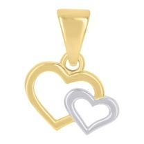 10kt Real Two-tone Gold Womens Double Heart Charm Pendant