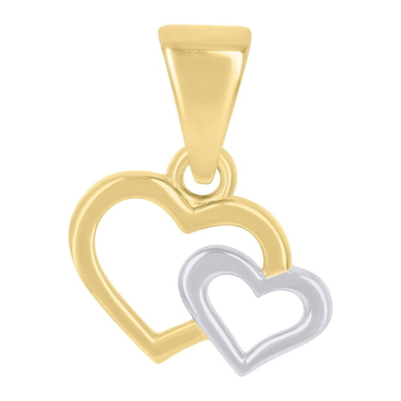 10kt Real Two-tone Gold Womens Double Heart Charm Pendant