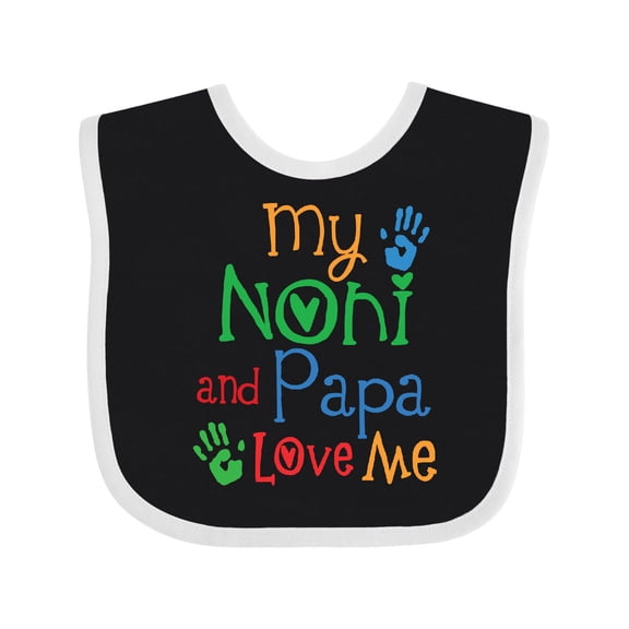 Inktastic Noni and Papa Love Me Boys or Girls Baby Bib
