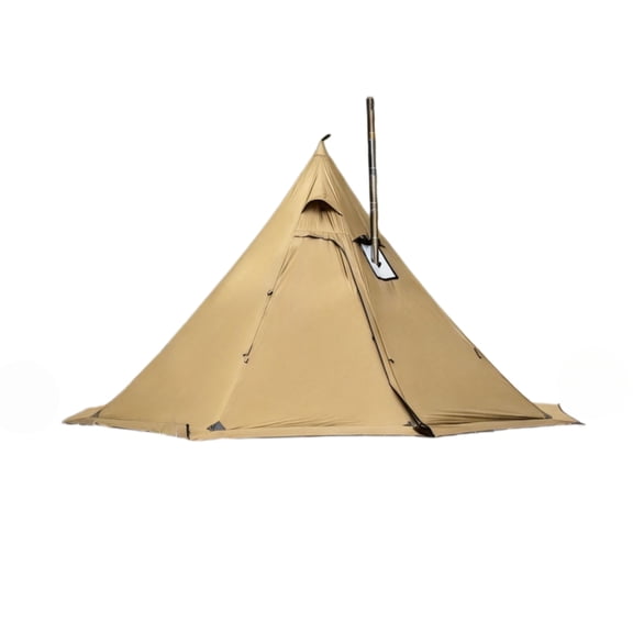 Dandelion Shell Hot Tent with Stove Jack & Snow Skirt, 4-Season, 3-4 Person, 4.8lb, Waterproof & Windproof, Ideal for Camping, Backpacking, Hiking, Hunting, and Fishing Polyester Brown