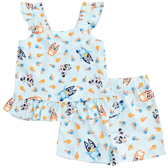 Set de ropa Bluey Bingo Muffin, camiseta sin mangas y pantalones cortos para niñas
