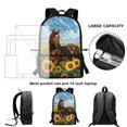 thumbnail image 6 of HUIACONG Sunflower Brown Horse School Backpack for Middle School Girls Large Capacity Breathable Adjustable Straps for Kids 6‑18 Back to School Daily Use, 6 of 6
