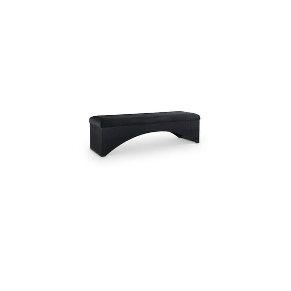Meridian Furniture Lawson Black Velour Fur Fabric Bench