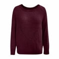 thumbnail image 5 of Yoodem Sweaters for Women Christmas Sweater Womens Off Shoulder Tops Long Sleeve Knit Shirt Crew Neck Pullover Sweater Jumper Tops Casual Warm Sweater Cropped Sweaters for Women Wine M, 5 of 6