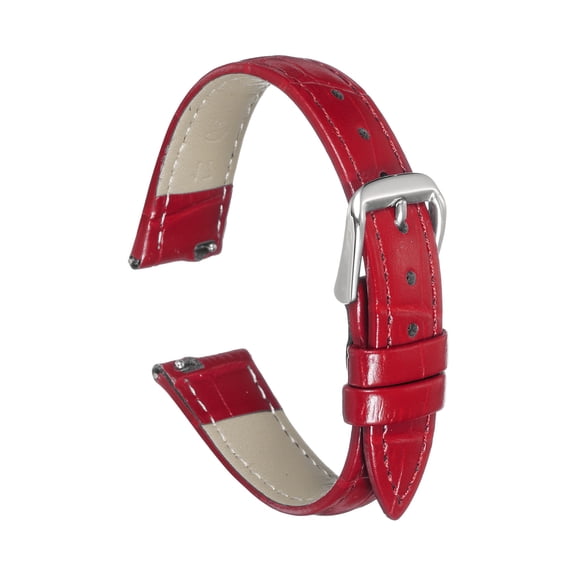 Uxcell Quick Release Leather Watch Band 17mm Embossed Pattern Leather Watch Strap Replacement for Men Women, Red