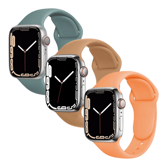Kit de 3 correas para apple Watch compatible con 45mm/44mm/42mm de silicón. Longitud S/M Mamá Pulpo Paquete silicón