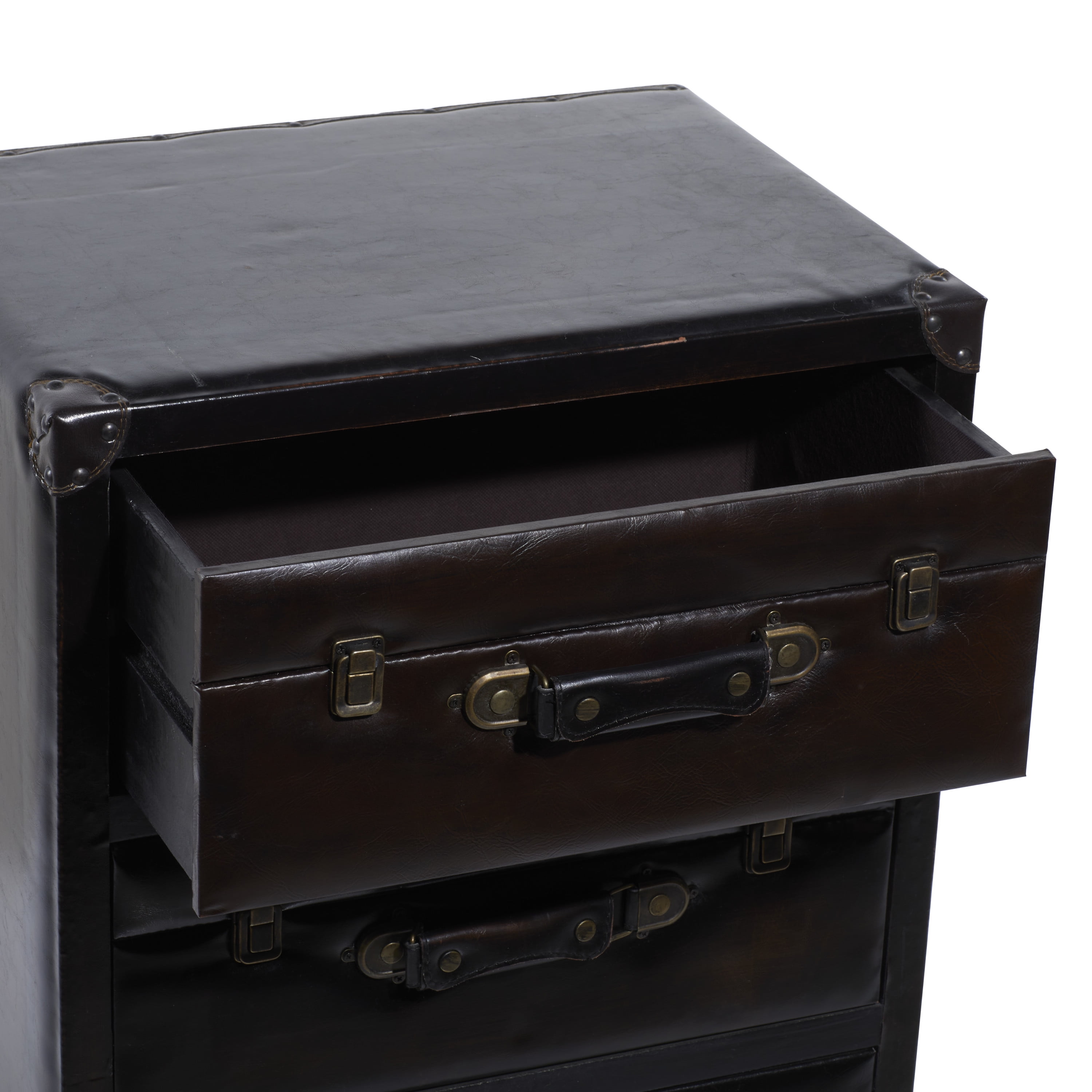 DecMode Brown Traditional Wood Stacked Storage Trunk Chest, 32