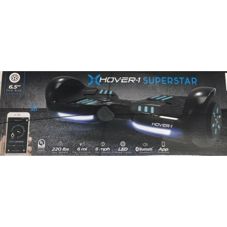 Hover-1 Superstar UL Certified Electric Hoverboard w/ 6.5" Wheels, LED Lights, Bluetooth Speaker, and App Connectivity - Black